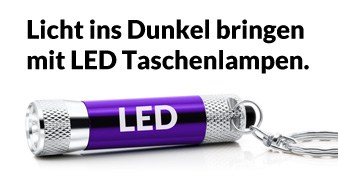 Licht ins Dunkel bringen mit einer LED Taschenlampe als Werbegeschenk