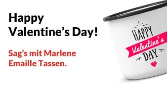Sag’s mit Emaille Tassen! Zum Valentinstag mit Logo bedrucken lassen