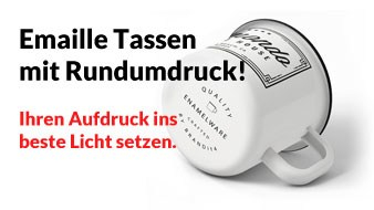 Ihre Werbung mit Rundumdruck auf Emaille Tassen ins beste Licht setzen