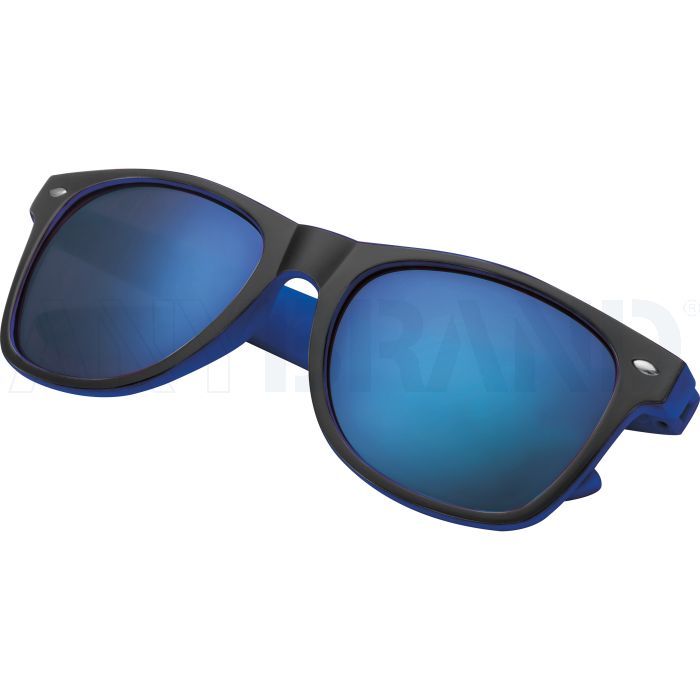 Sonnenbrille aus Kunststoff mit verspiegelten Gläsern, UV 400 Schutz bedrucken
