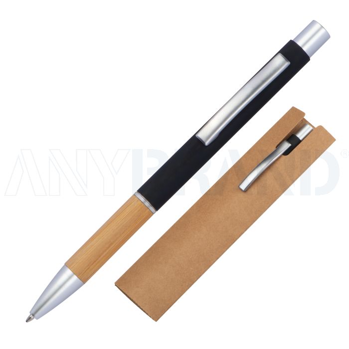Aluminium Kugelschreiber mit Bambusgriffzone bedrucken