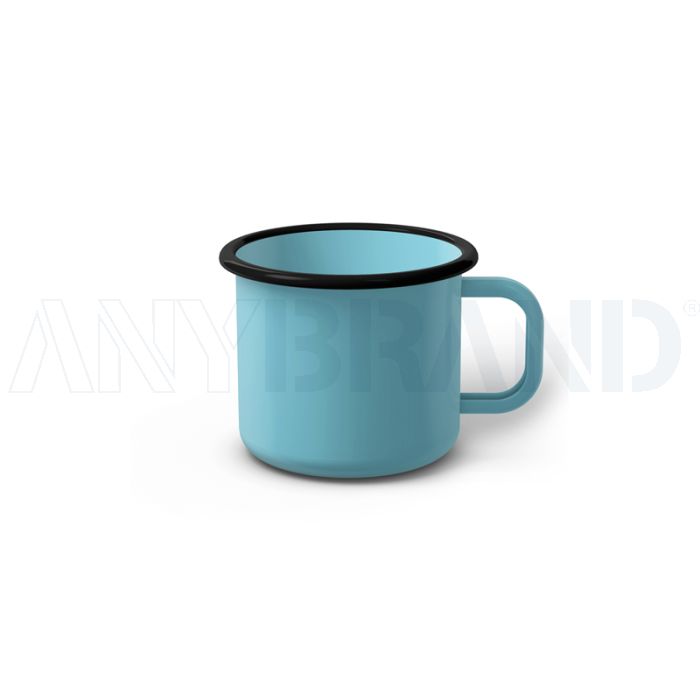 Emaille Tasse 6 cm schwarzer Rand, Innen- und Außenfarbe gleich, (Kaffeetasse) bedrucken