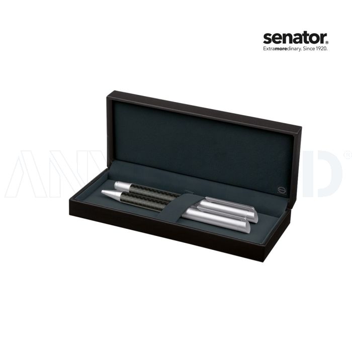 senator® Carbon Line Set (Drehkugelschreiber+ Füllhalter) bedrucken