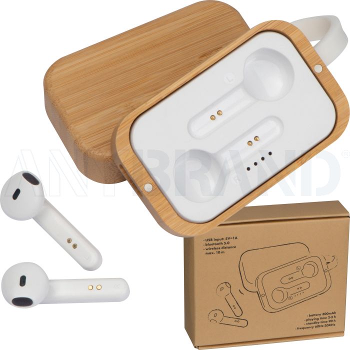 Bluetooth Kopfhörer in einer Bambusbox bedrucken