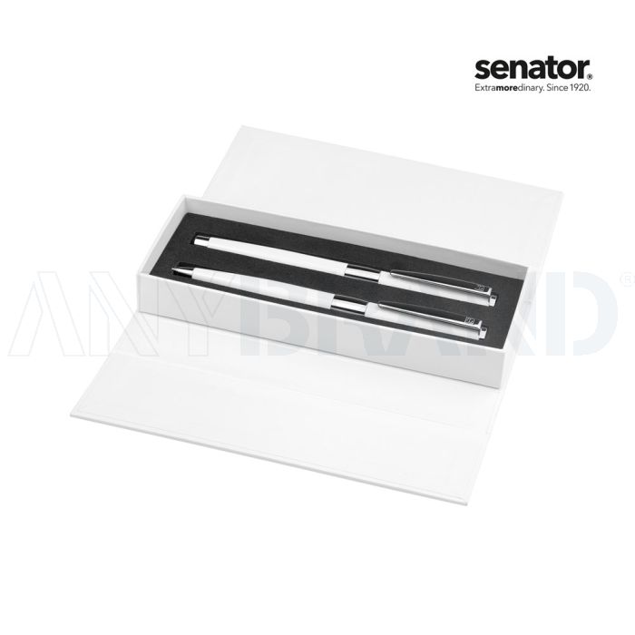 senator® Image White Line Set (Drehkugelschreiber+ Rollerball) bedrucken