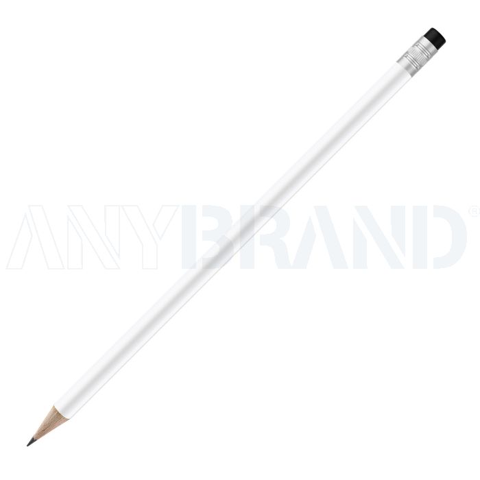 Bleistift rund weiß mit Radierer, FSC bedrucken