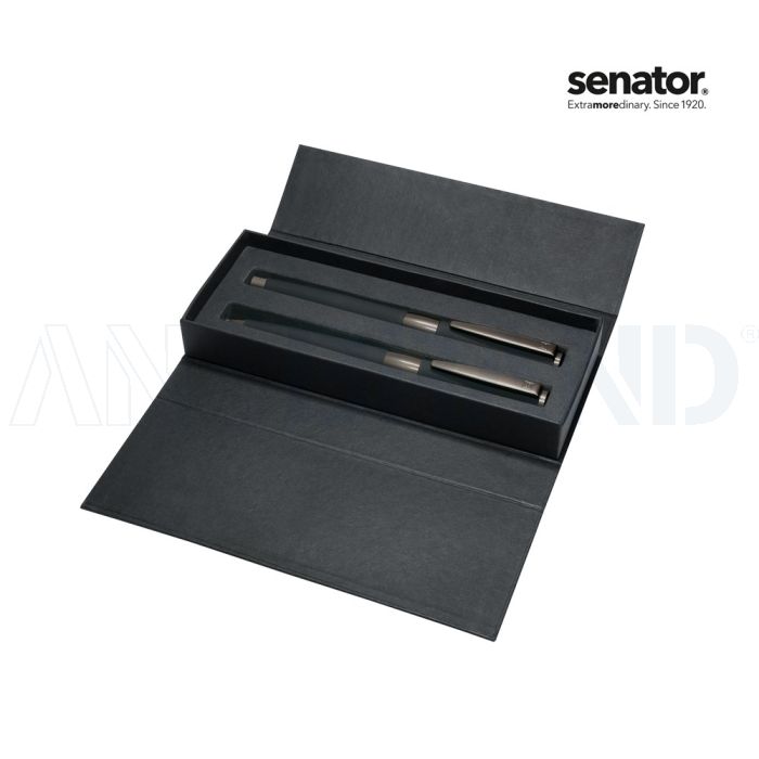 senator® Image Balck Line Set (Drehkugelschreiber+Füllhalter) bedrucken