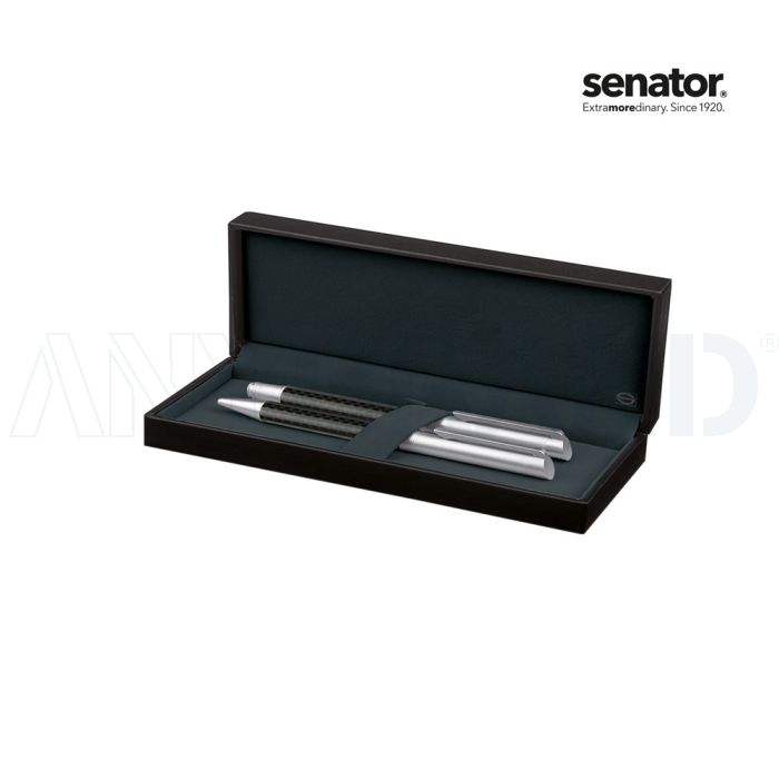 senator® Carbon Line Set (Drehkugelschreiber+ Rollerball) bedrucken