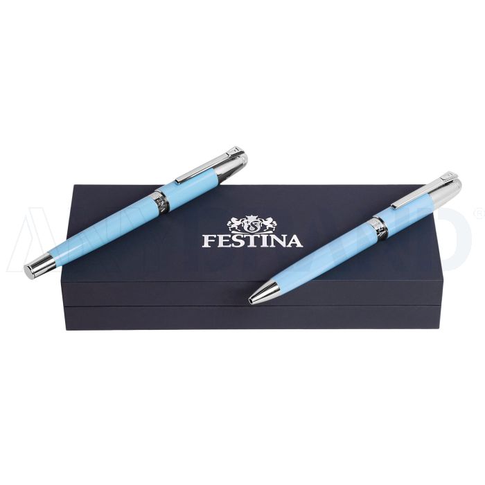 FESTINA Set Classicals Chrome Light Blue (kugelschreiber & füllfederhalter) bedrucken