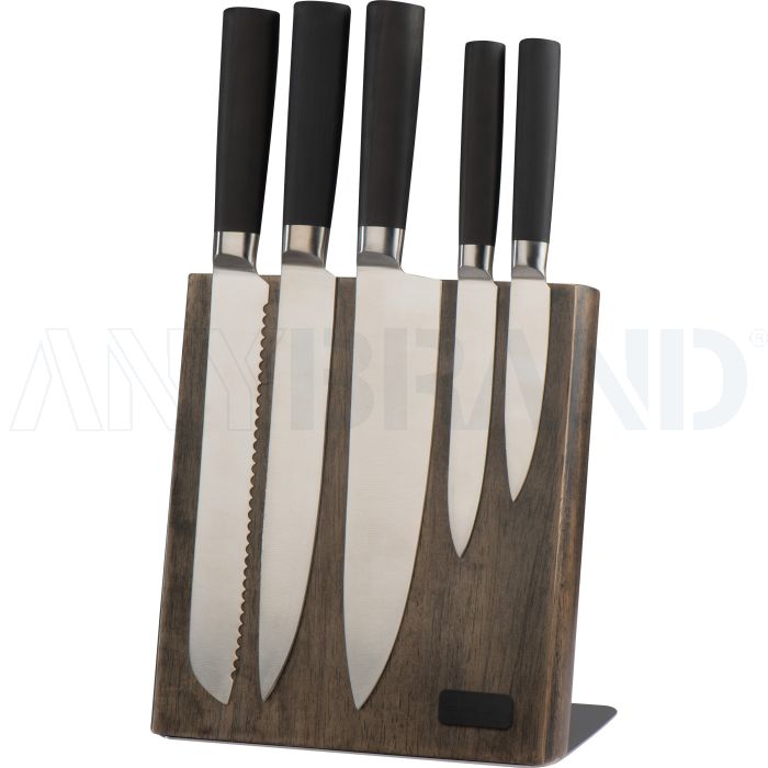 Messerblock aus Holz mit 5 verschiedenen Messern bedrucken