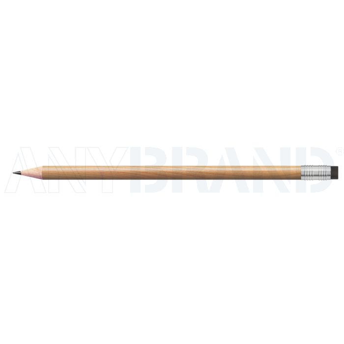 Staedtler Bleistift natur, rund mit silberner Zwinge und schwarzem Radiertip bedrucken