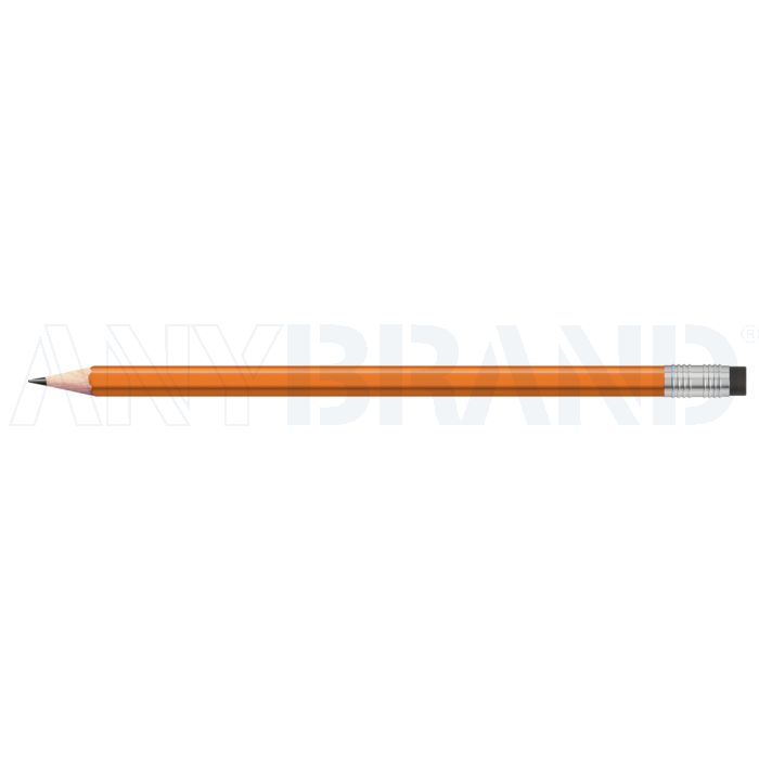 Staedtler Bleistift orange, eckig mit Zwinge und Radiertip bedrucken