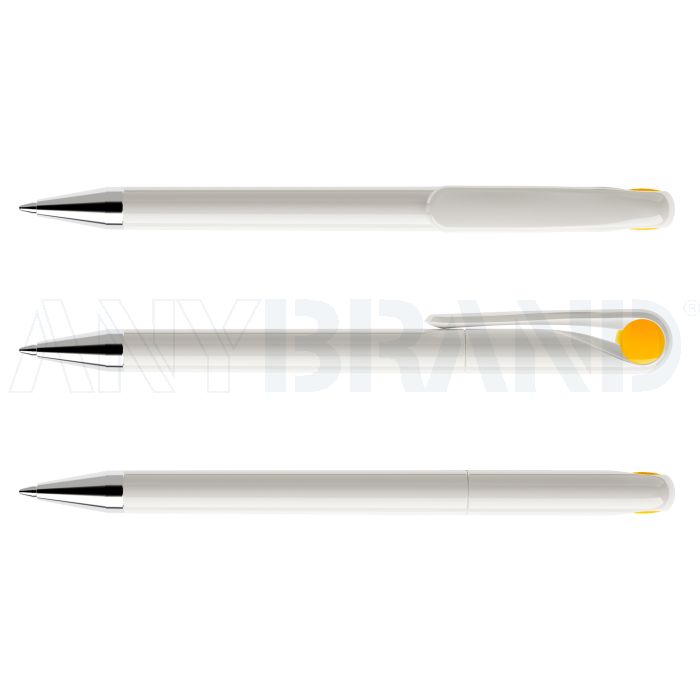 Prodir DS1 TPC Twist Kugelschreiber weiß poliert mit Metallspitze und farbigem Punkt bedrucken