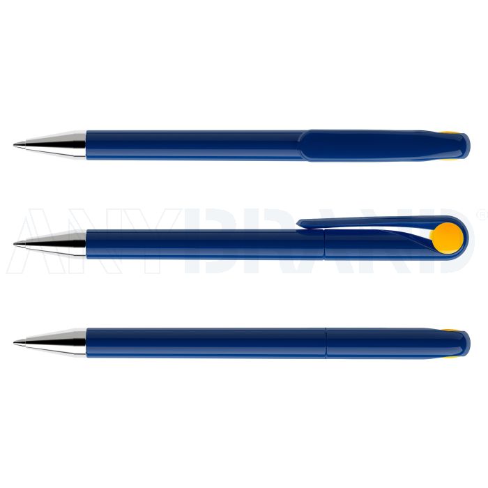 Prodir DS1 TPC Twist Kugelschreiber blau poliert mit Metallspitze und farbigem Punkt bedrucken