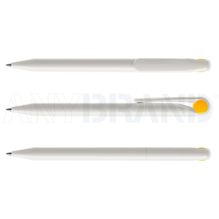 Prodir DS1 TPP Twist Kugelschreiber weiß poliert mit farbigem Punkt bedrucken