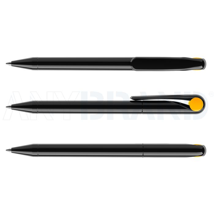 Prodir DS1 TPP Twist Kugelschreiber schwarz poliert mit farbigem Punkt bedrucken