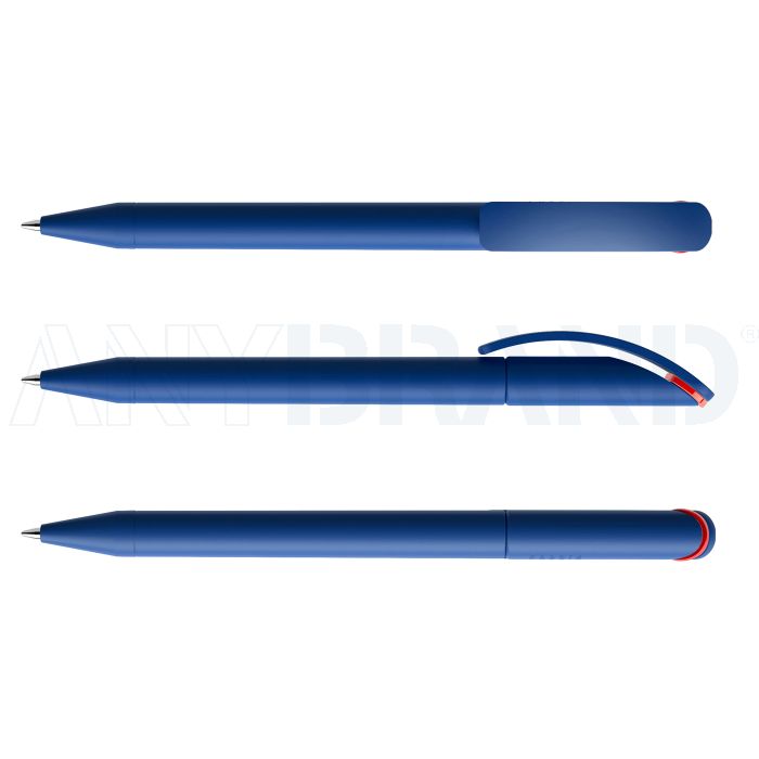 Prodir DS3 TMM Twist Kugelschreiber blau matt mit farbigem Ring bedrucken