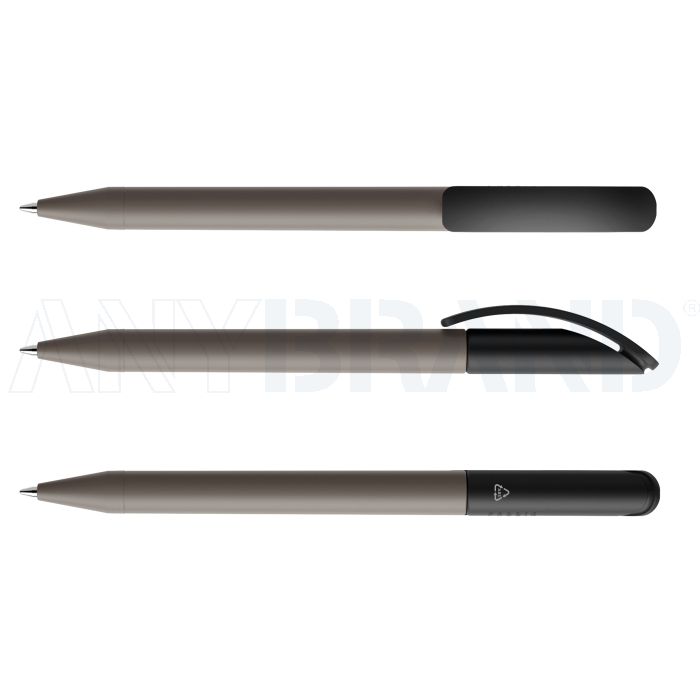Prodir DS3 TNN Regeneration Pen Push Kugelschreiber braun Fango mit farbigem Clip bedrucken