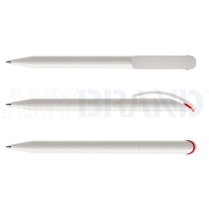 Prodir DS3 TPP Twist Kugelschreiber weiß poliert mit farbigem Ring bedrucken