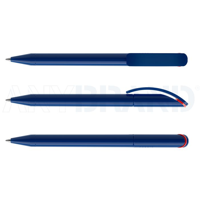 Prodir DS3 TPP Twist Kugelschreiber blau poliert mit farbigem Ring bedrucken