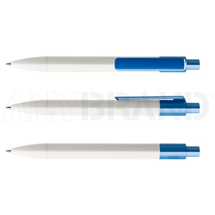 Prodir DS4 PMM Push Kugelschreiber weiß matt mit farbigem Clip polished bedrucken