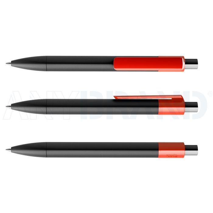 Prodir DS4 PMM Push Kugelschreiber schwarz matt mit farbigem Clip polished bedrucken