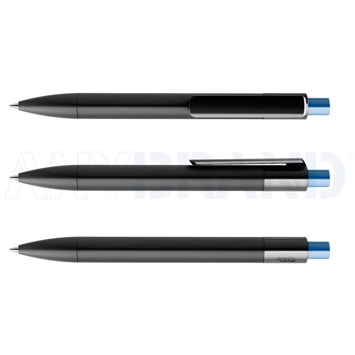 Prodir DS4 PMM Push Kugelschreiber schwarz mit farbigem Drücker polished bedrucken