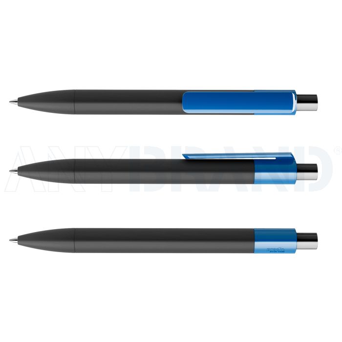 Prodir DS4 PRR Soft Touch Push Kugelschreiber schwarz mit farbigem Clip polished bedrucken