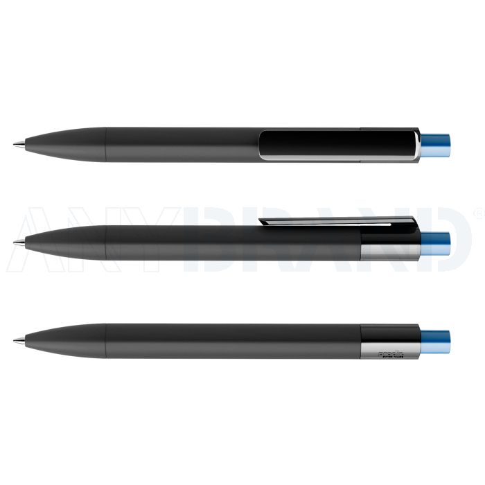 Prodir DS4 PRR Soft Touch Push Kugelschreiber schwarz mit farbigem Drücker polished bedrucken