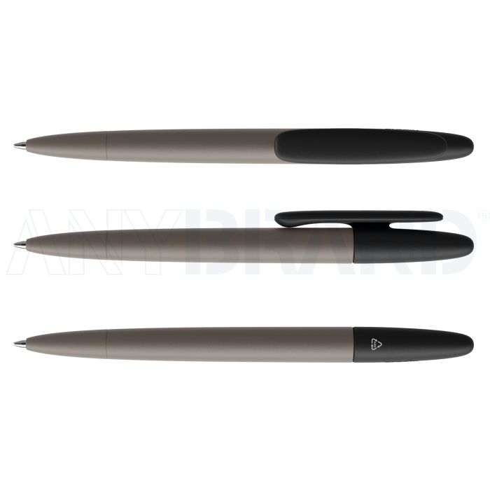 Prodir DS5 TNN Regeneration Pen Push Kugelschreiber braun Fango mit farbigem Clip bedrucken