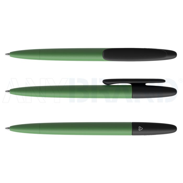 Prodir DS5 TNN Regeneration Pen Push Kugelschreiber grün mit farbigem Clip bedrucken