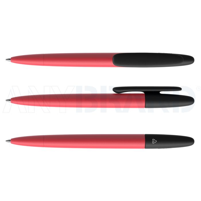 Prodir DS5 TNN Regeneration Pen Push Kugelschreiber rot mit farbigem Clip bedrucken