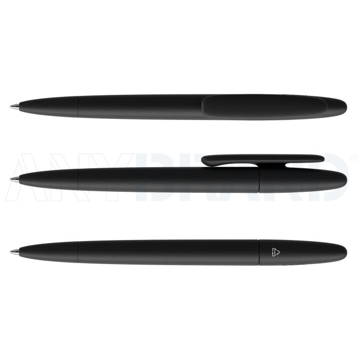 Prodir DS5 TNN Regeneration Pen Push Kugelschreiber schwarz mit farbigem Clip bedrucken