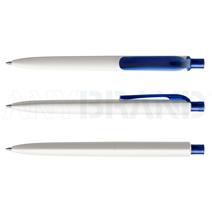 Prodir DS8 PMM Push Kugelschreiber weiß matt mit transparentem Drücker und Clip bedrucken