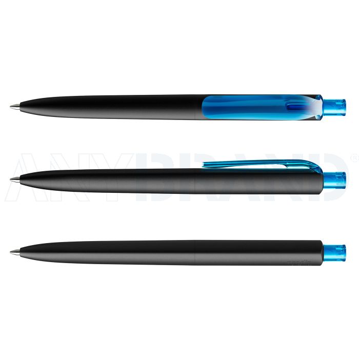 Prodir DS8 PMM Push Kugelschreiber schwarz matt mit transparentem Drücker und Clip bedrucken