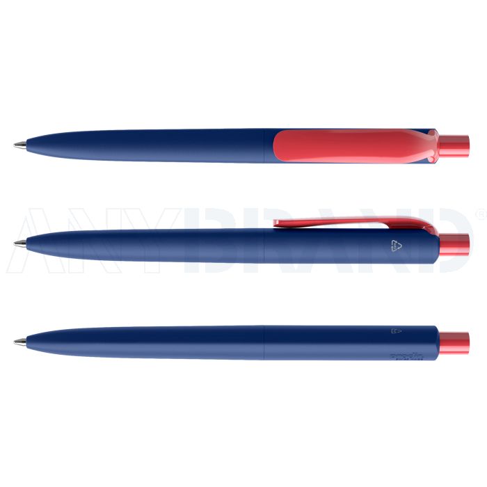 Prodir DS8 PNN Regeneration Pen Push Kugelschreiber blau mit farbigem Clip polished bedrucken