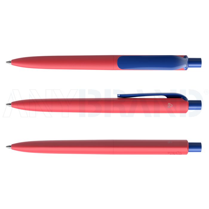 Prodir DS8 PNN Regeneration Pen Push Kugelschreiber rot mit farbigem Clip polished bedrucken