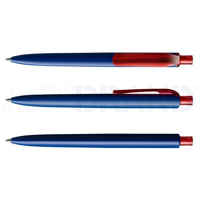 Prodir DS8 PPP Push Kugelschreiber blau poliert mit transparentem Drücker und Clip bedrucken