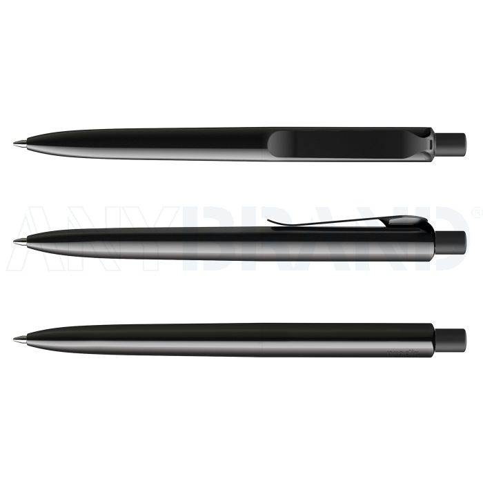 Prodir DS8 PSP Push Kugelschreiber schwarz poliert mit Metallclip bedrucken