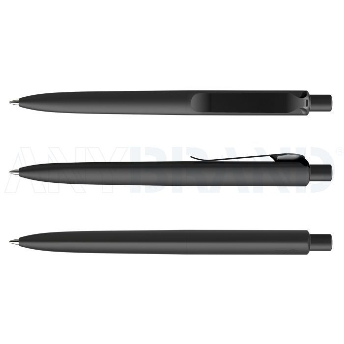 Prodir DS8 Soft Touch PSR Push Kugelschreiber schwarz mit Metallclip und Metalldrücker bedrucken