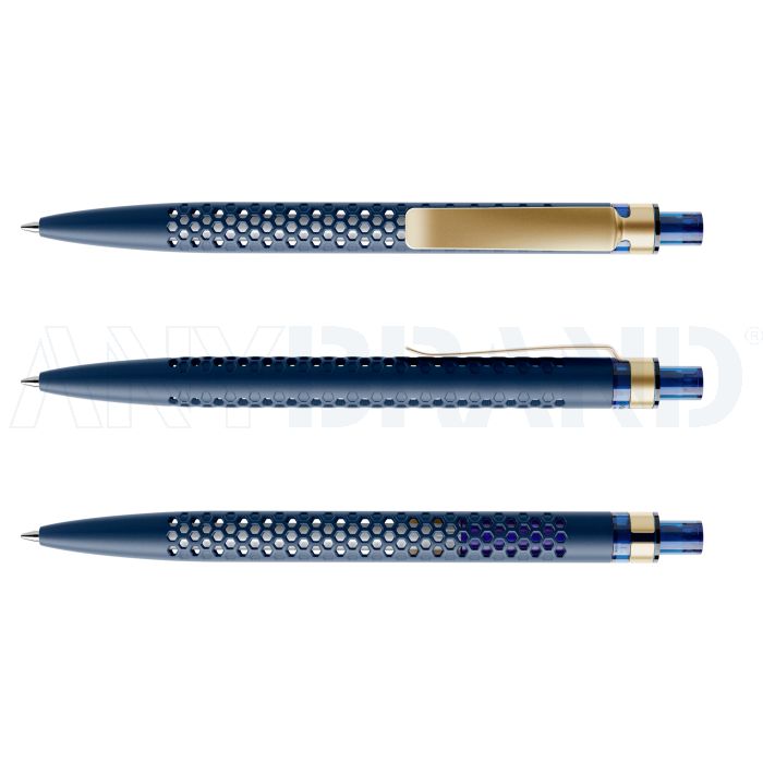 Prodir QS40 PMS Push Kugelschreiber blau matt mit Metallclip bedrucken
