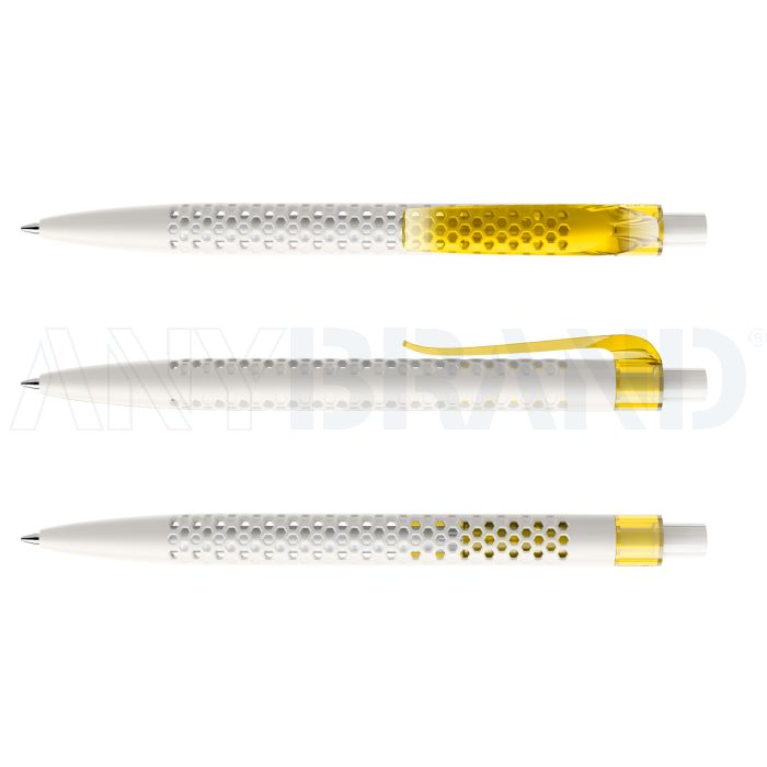 Prodir QS40 PMT Push Kugelschreiber weiß matt mit Clip Curve transparent bedrucken