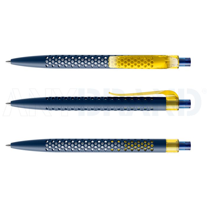 Prodir QS40 PMT Push Kugelschreiber blau matt mit Clip Curve transparent bedrucken