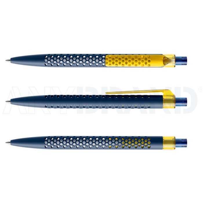 Prodir QS40 PMT Push Kugelschreiber blau matt mit Clip Flat transparent bedrucken
