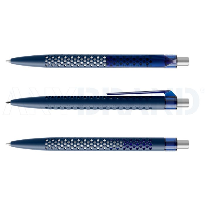 Prodir QS40 PMT Push Kugelschreiber matt mit Clip gerade transparent mit Metalldrücker satiniert bedrucken
