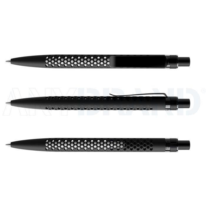 Prodir QS40 Soft Touch PRS Push Kugelschreiber schwarz mit Metallclip und Metalldrücker bedrucken