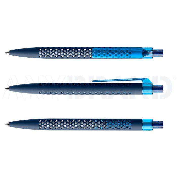 Prodir QS40 PRT Soft Touch Push Kugelschreiber blau mit Clip Flat transparent bedrucken