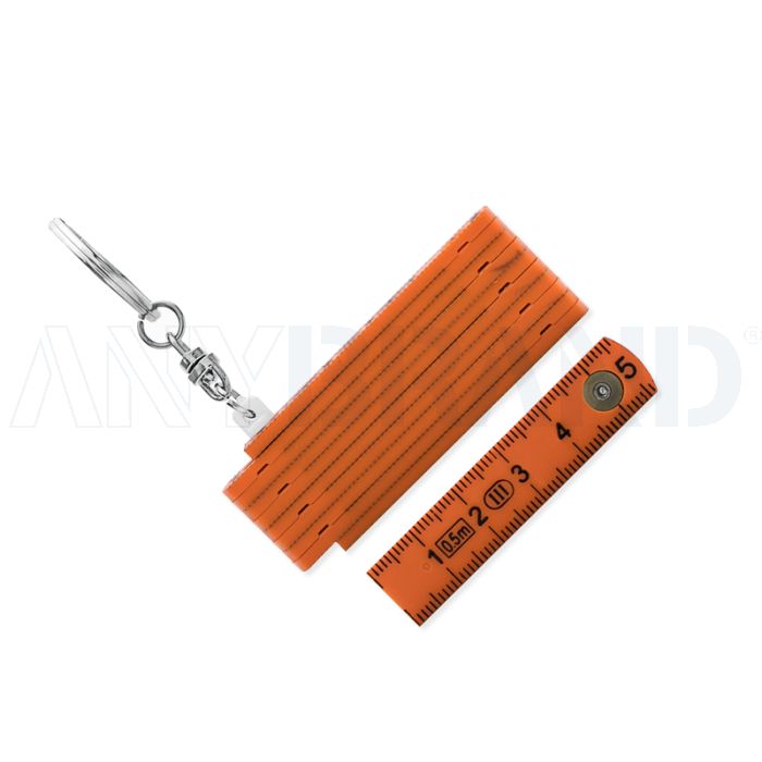 Mini Zollstock Schlüsselanhänger aus Kunststoff 0,5 m in orange bedrucken
