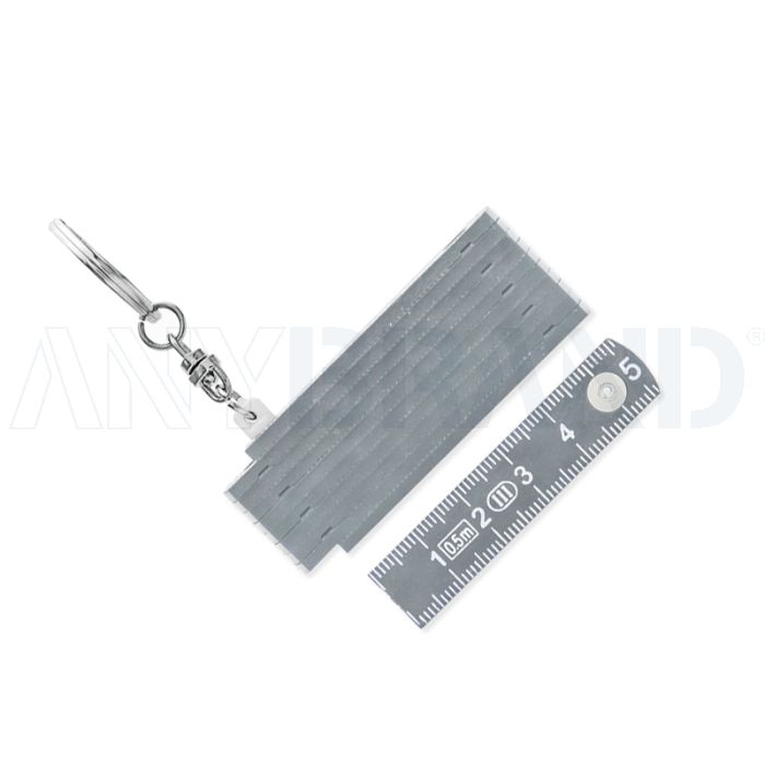 Mini Zollstock Schlüsselanhänger aus Kunststoff 0,5 m in silber bedrucken