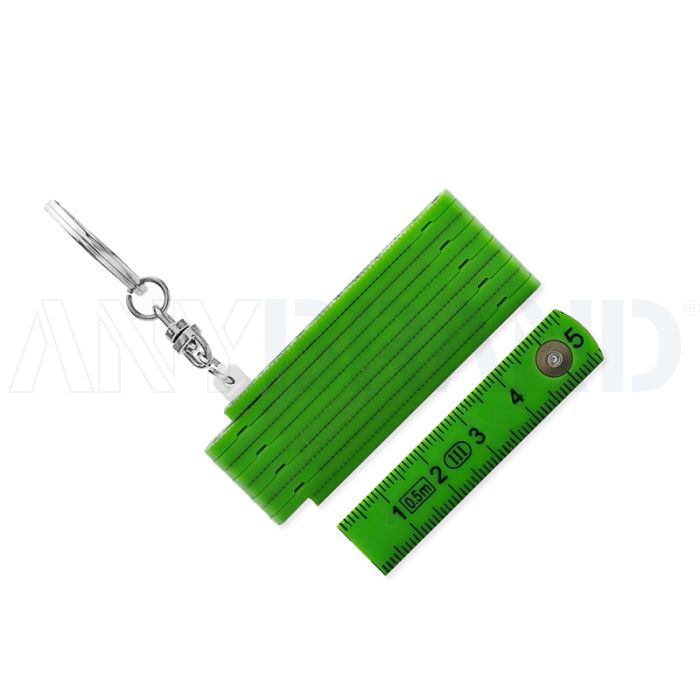 Mini Zollstock Schlüsselanhänger aus Kunststoff 0,5 m in grün bedrucken